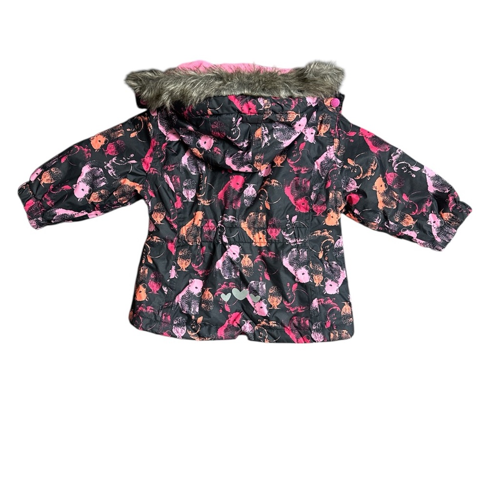 Floral Patterned Jacket with Faux Fur Hood 24 months
